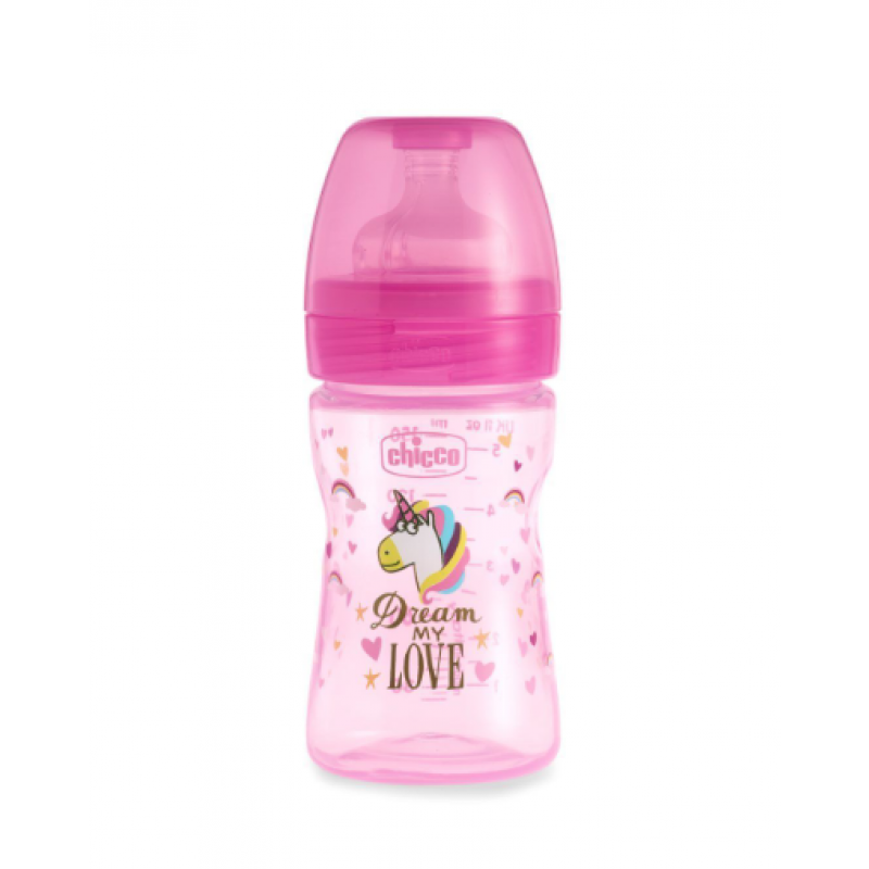 Chicco Biberão Well-Being 150 ml 0m+ Unicórnio Fantastic Love Special Edition Rosa